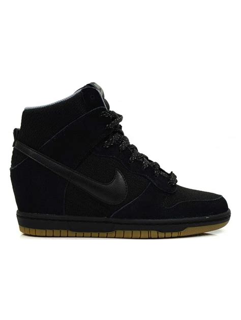 nike dunk sky hi dames sleehak sneakers zwart